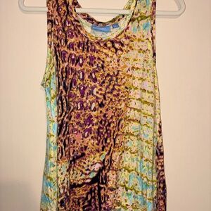 Simply Vera Vera Wang Gold and Green Graphic Tank Top